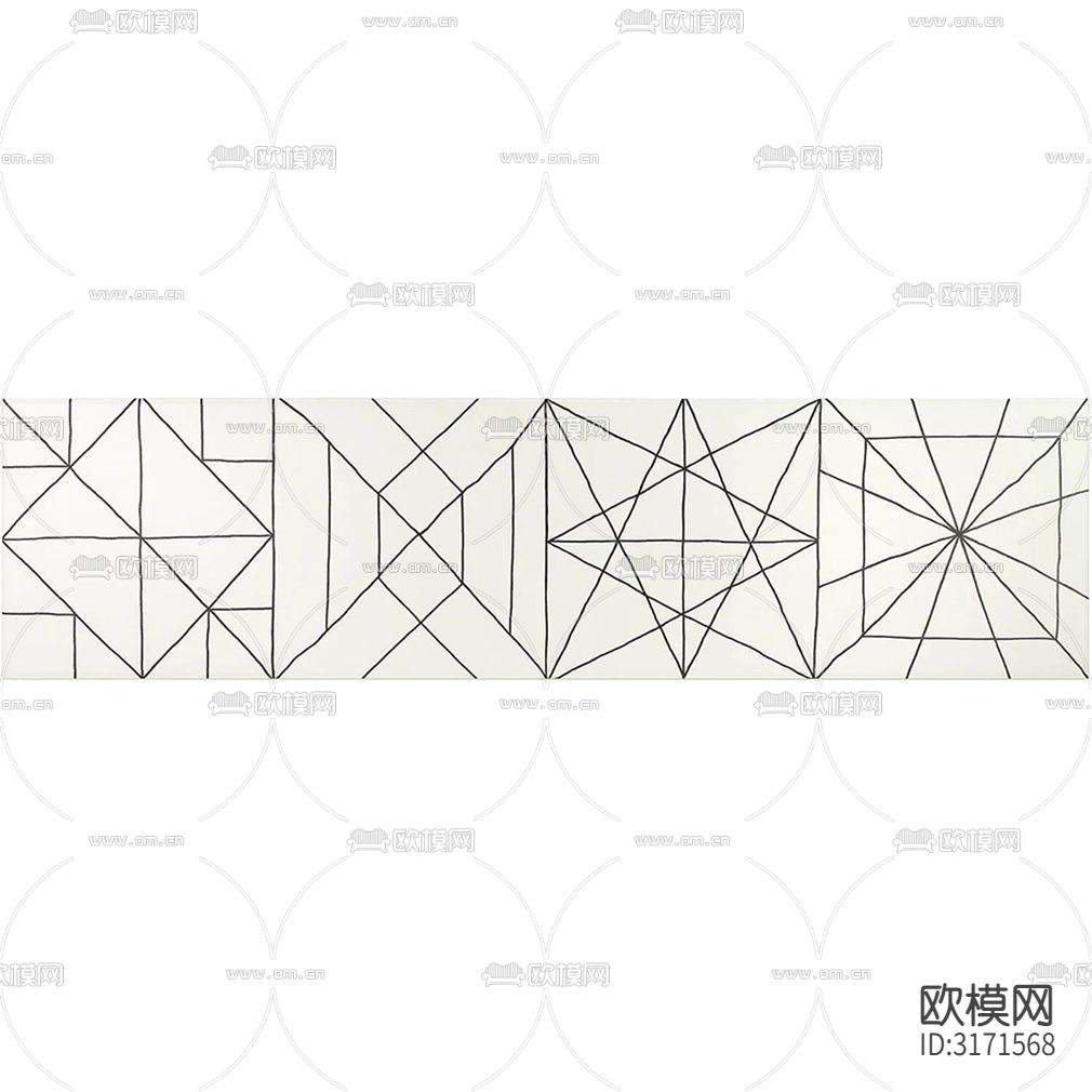 白色艺术花砖贴图下载（渲染图2）