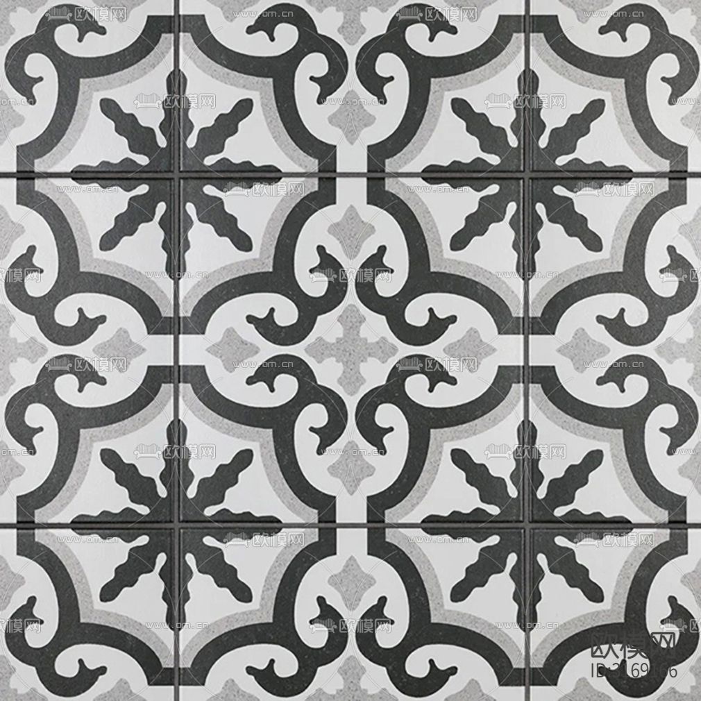灰色欧式花砖贴图下载（渲染图5）