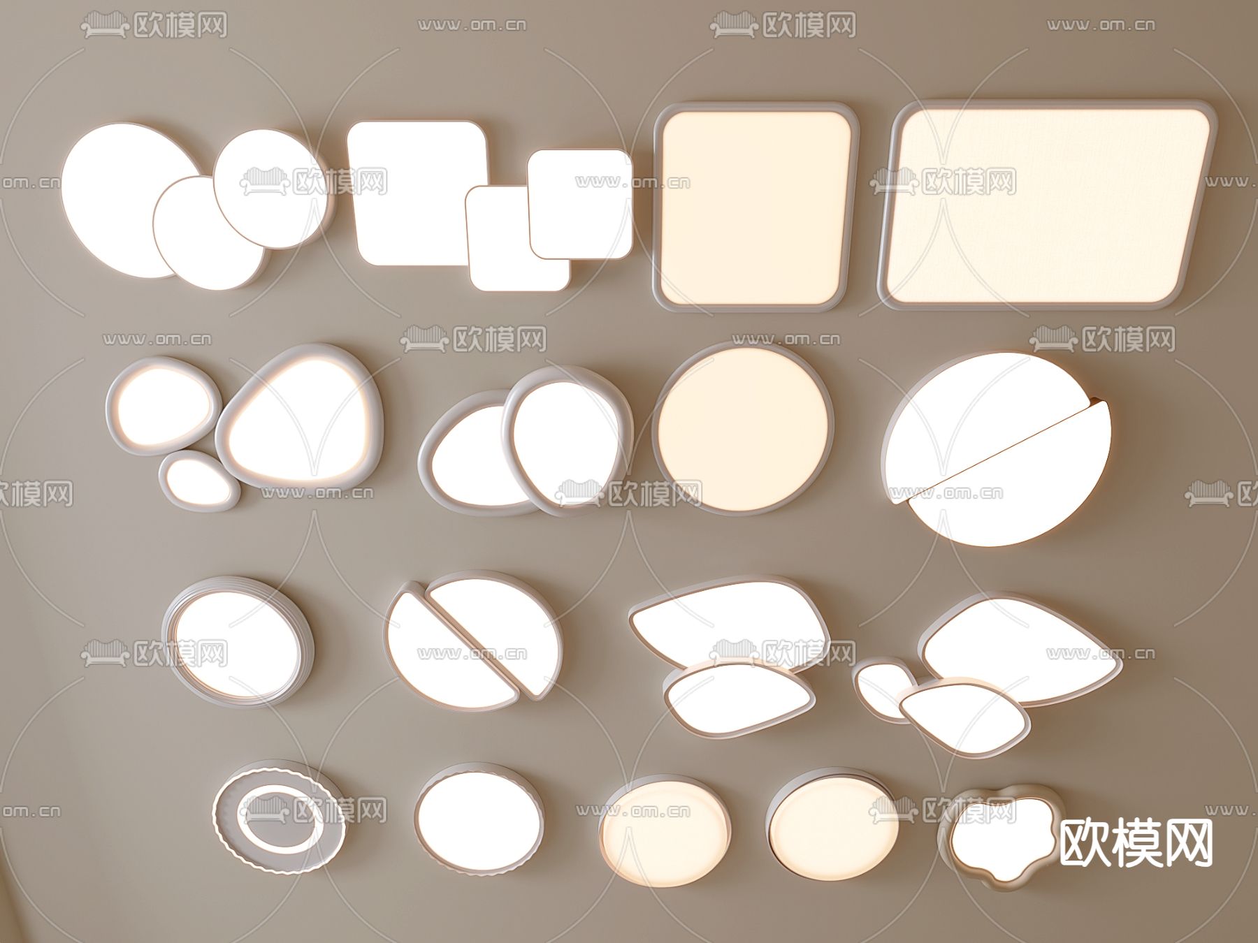 卧室灯 吸顶灯 几何形吸顶灯su模型下载（渲染图1）