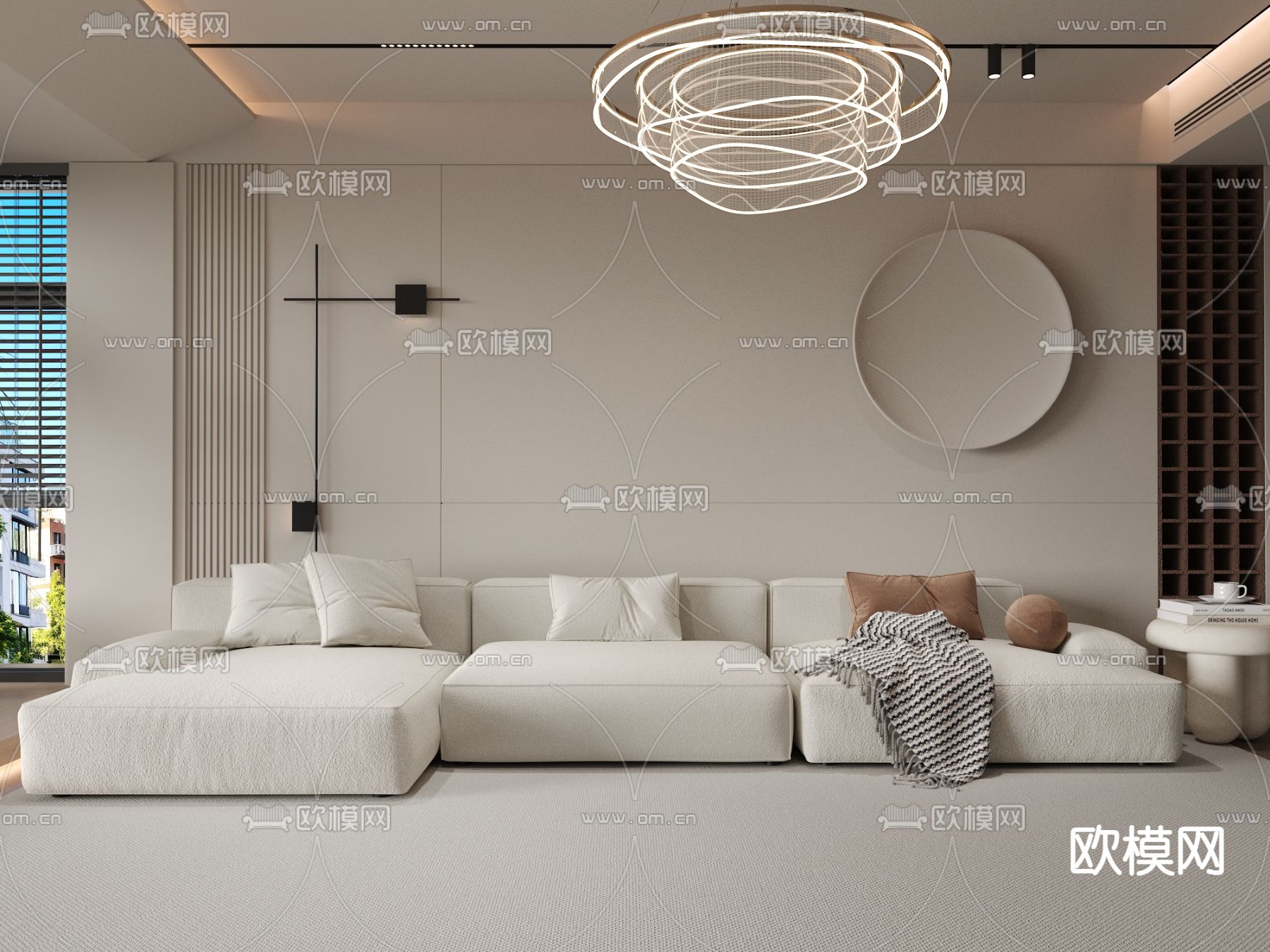 现代沙发 三人沙发su模型下载（渲染图1）