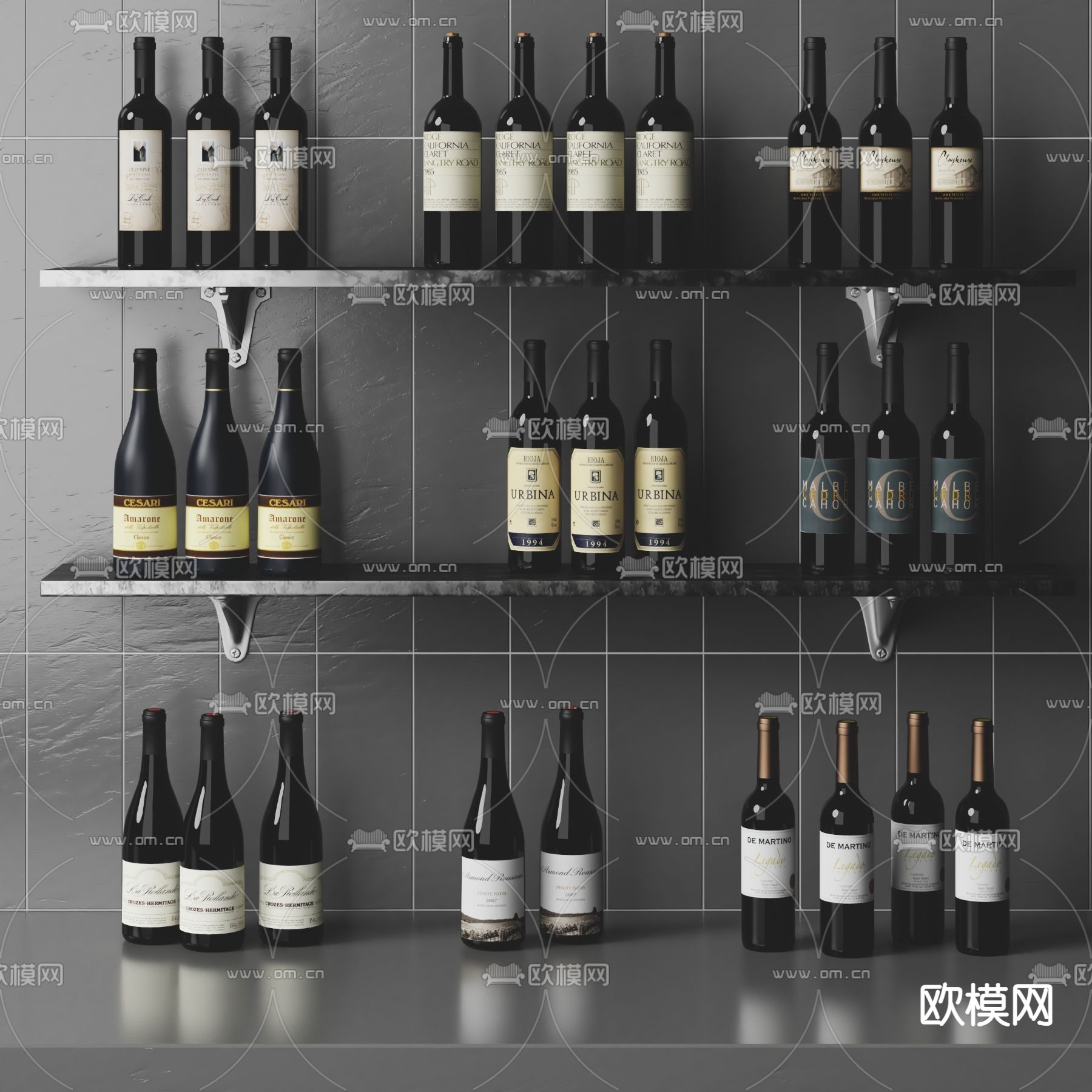 酒具摆件 红酒su模型下载（渲染图2）