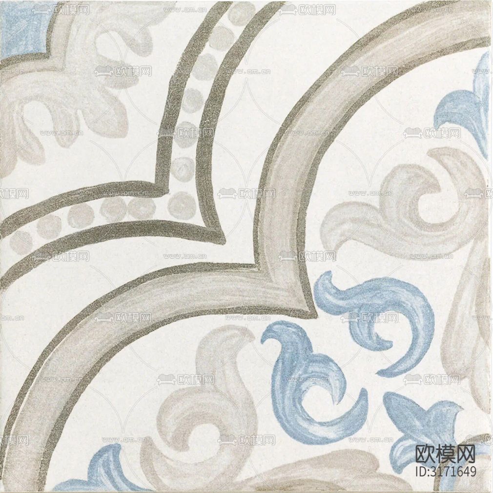 灰色欧式花砖贴图下载（渲染图2）