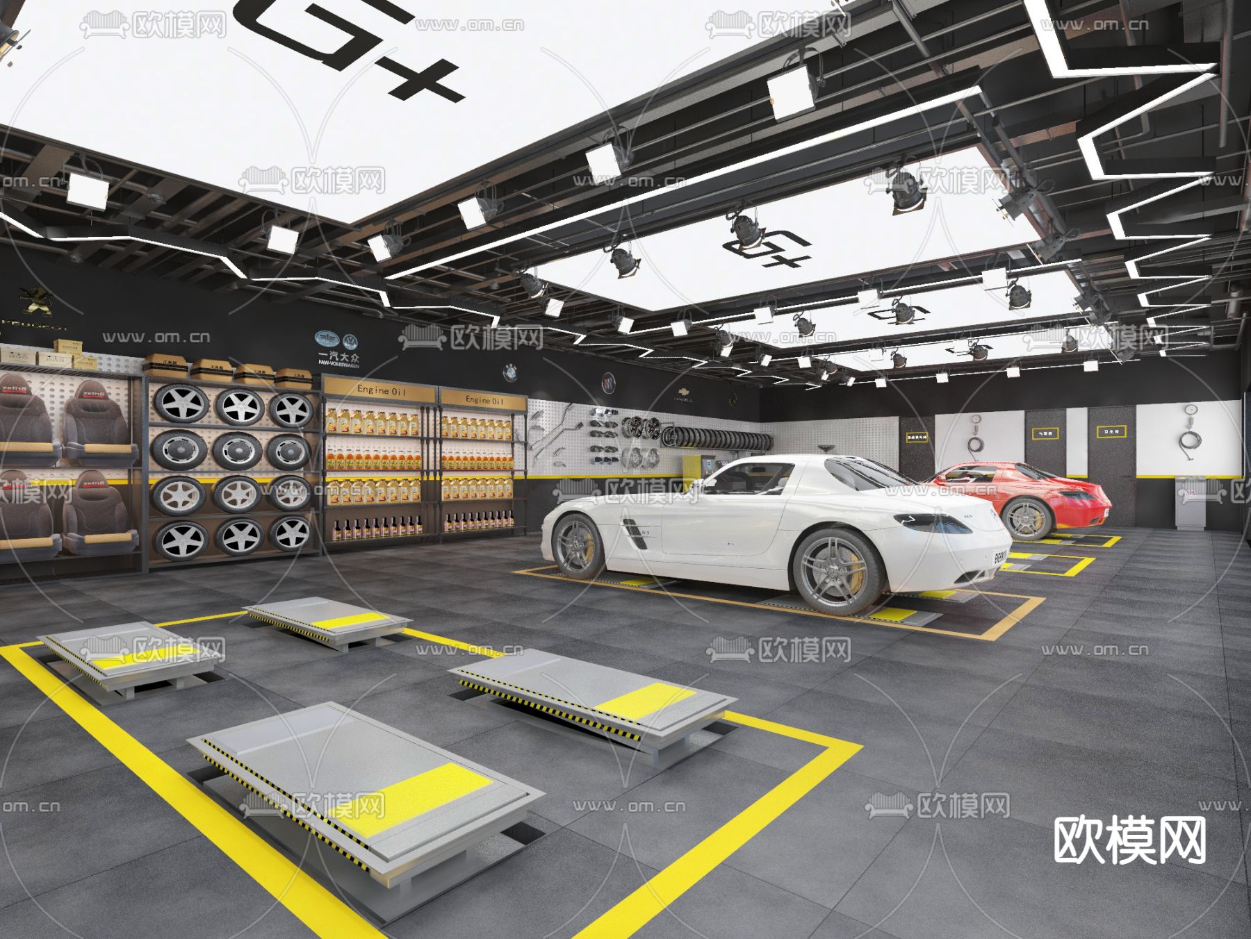 汽修店 4s店3d模型下载（渲染图1）