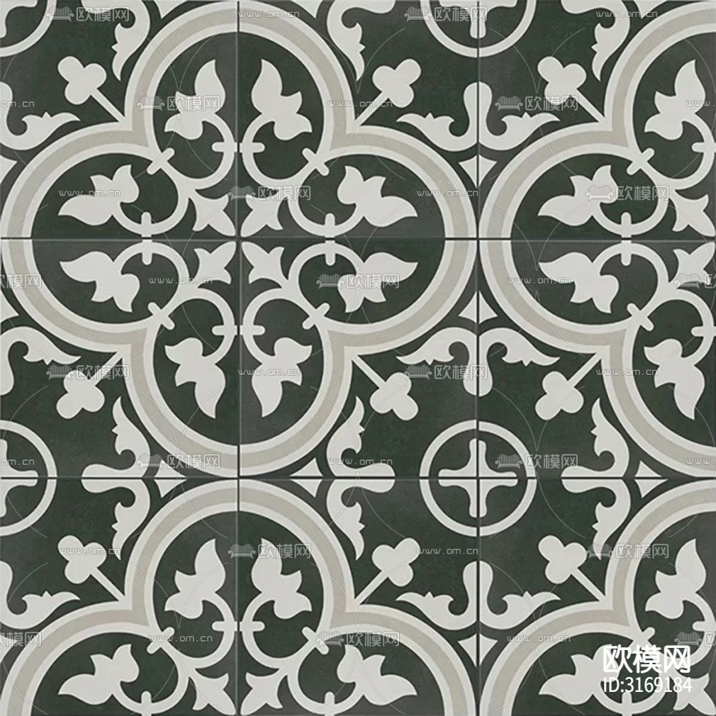 灰色现代花砖贴图下载（渲染图2）