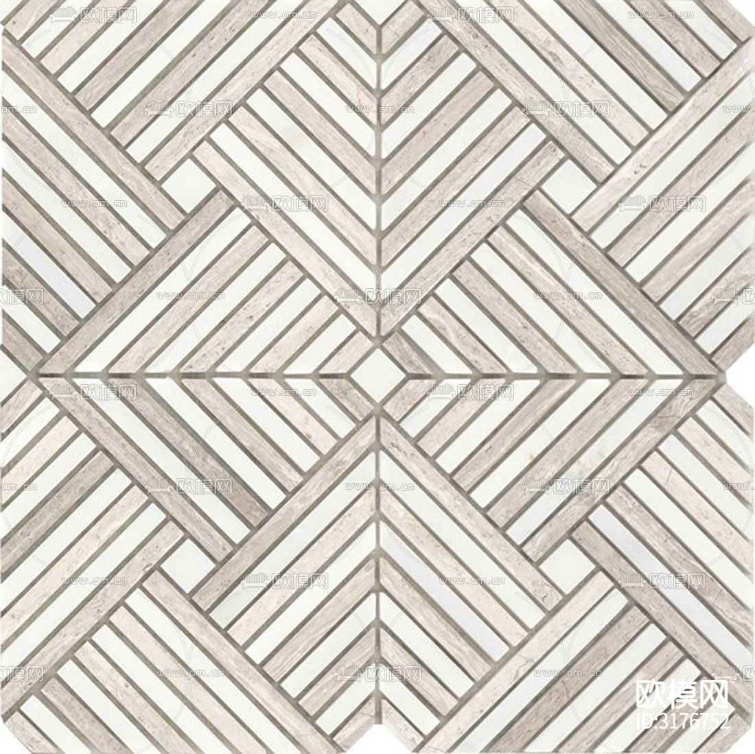 灰色木纹花砖 拼花地砖贴图下载（渲染图3）