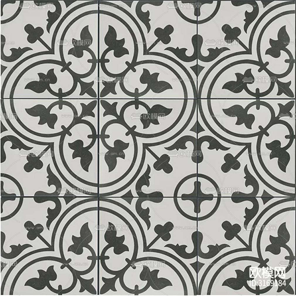 灰色现代花砖贴图下载（渲染图7）