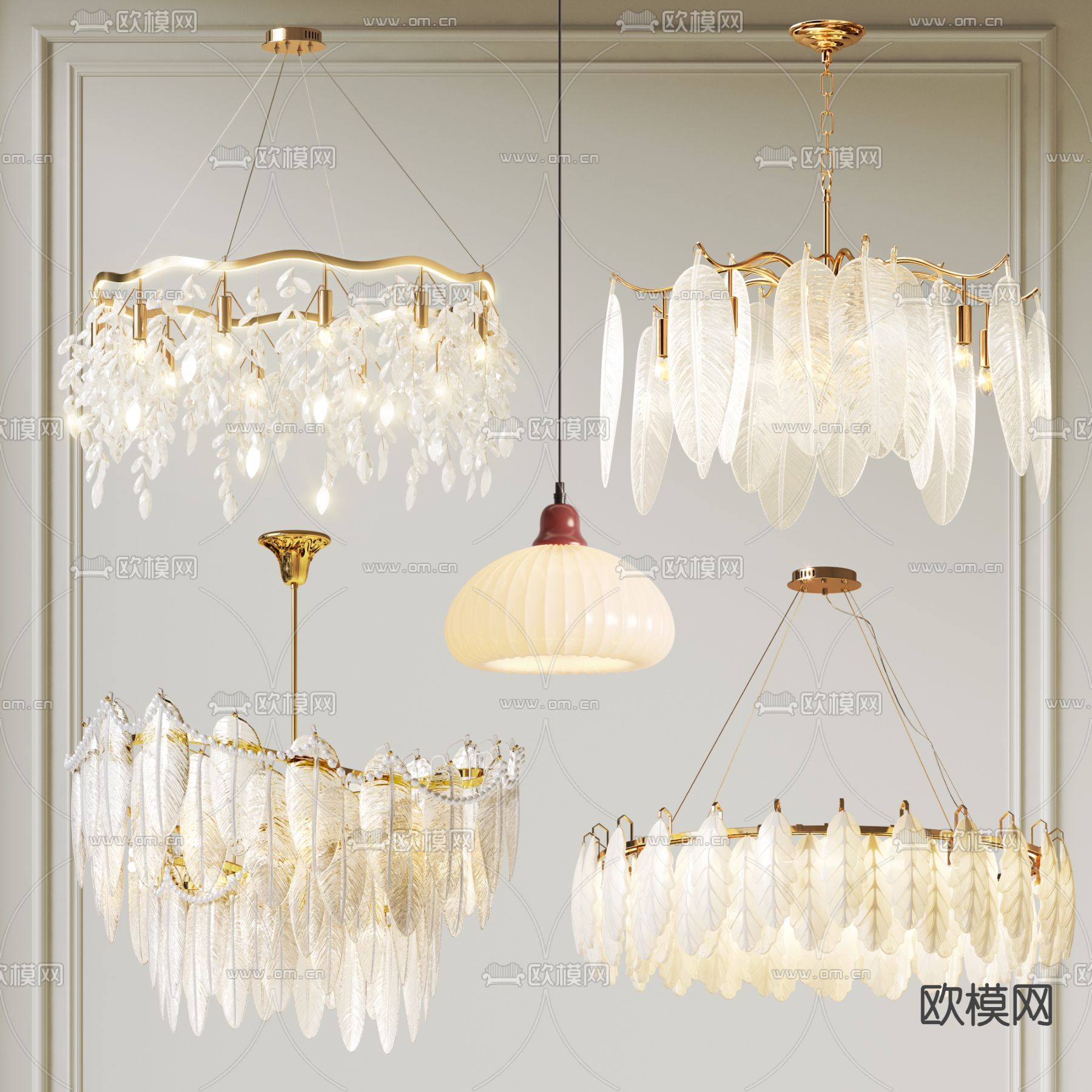 法式吊灯 轻奢吊灯su模型下载（渲染图2）