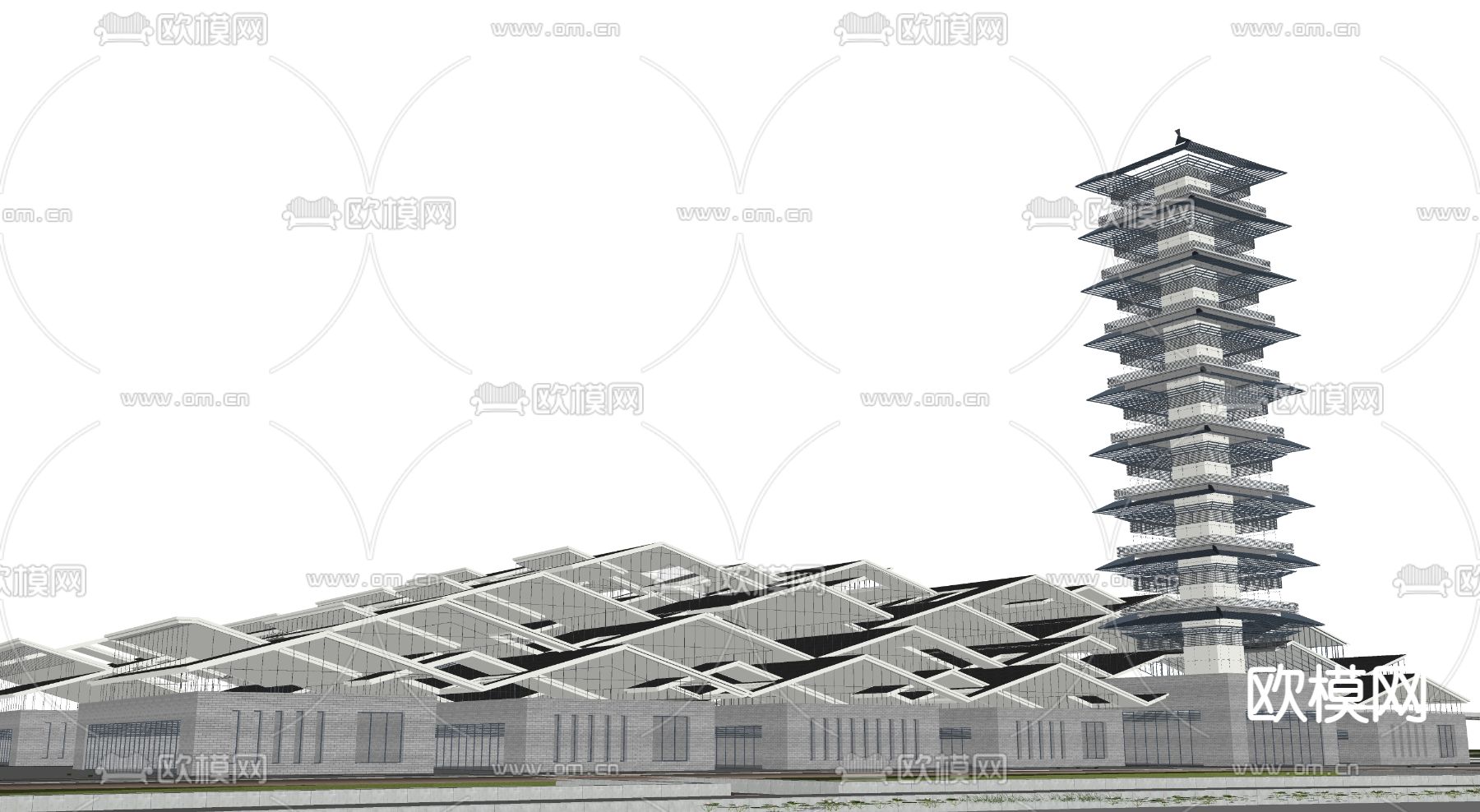 古街道古庙su模型下载（渲染图2）