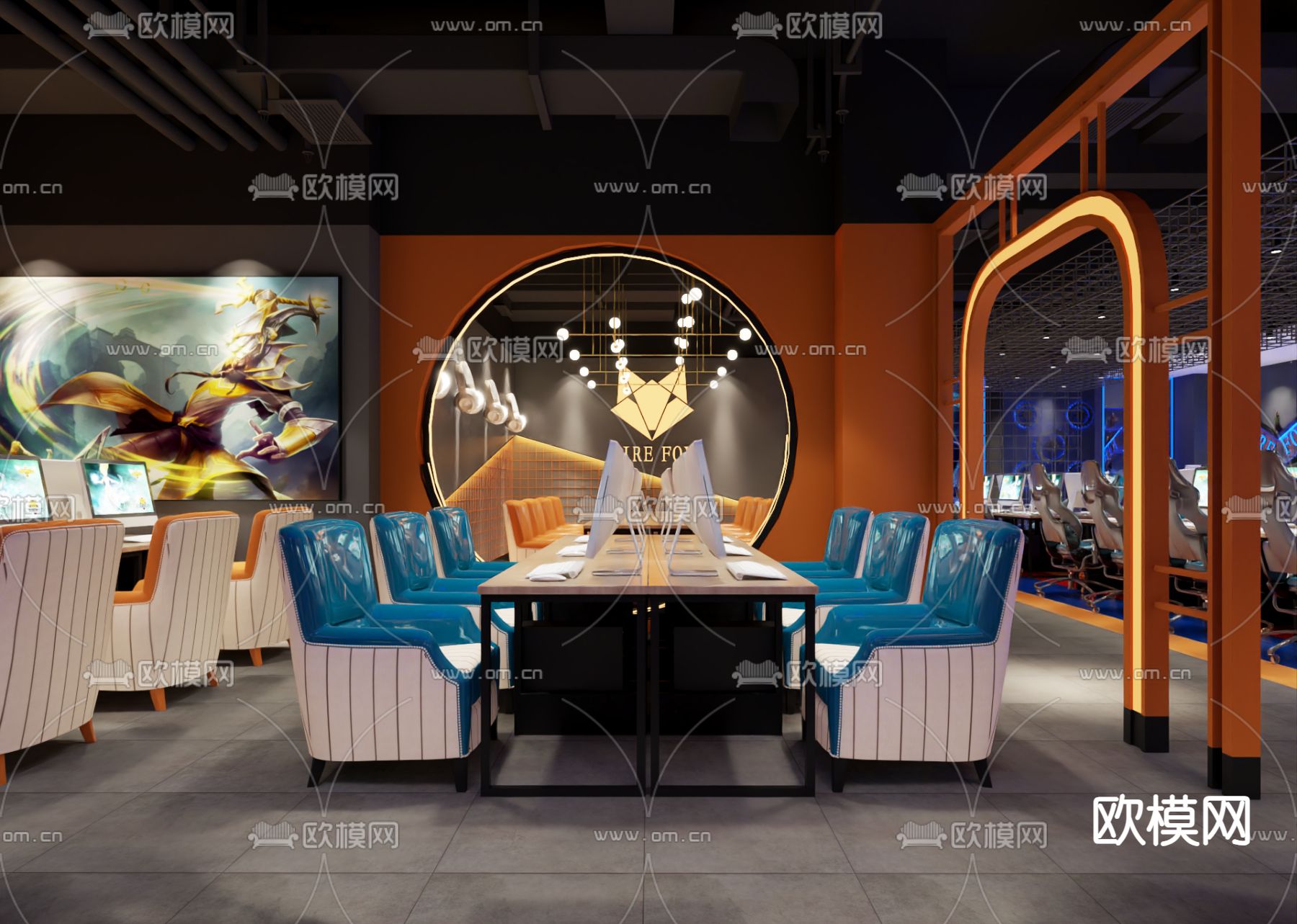 现代网咖 网吧3d模型下载（渲染图5）