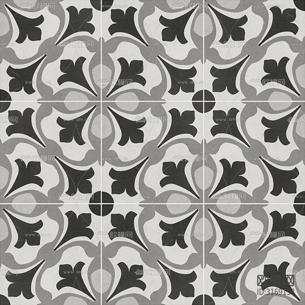灰色现代花砖贴图下载（渲染图3）