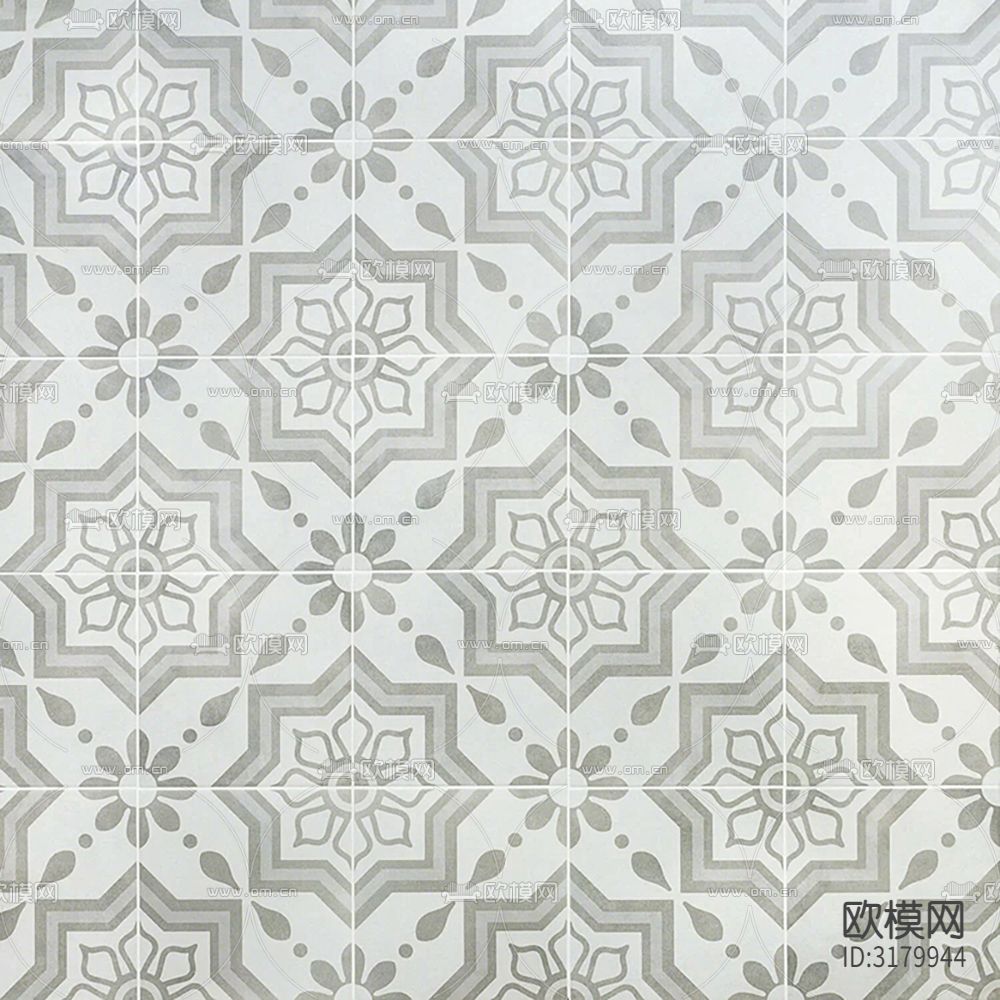 灰色现代简约花砖贴图下载