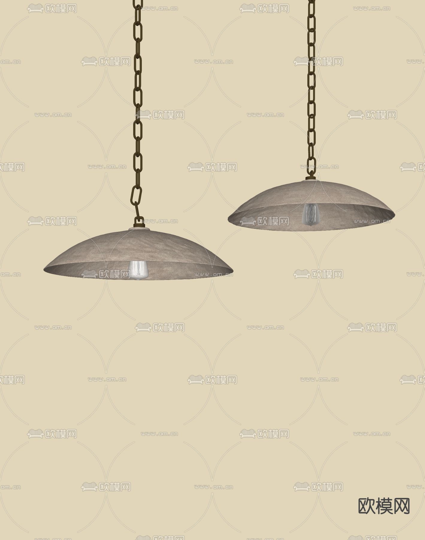 侘寂风吊灯su模型下载（渲染图2）