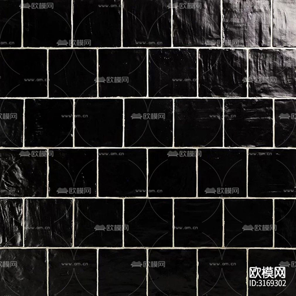 黑色石材纹小方砖格子砖贴图下载（渲染图4）