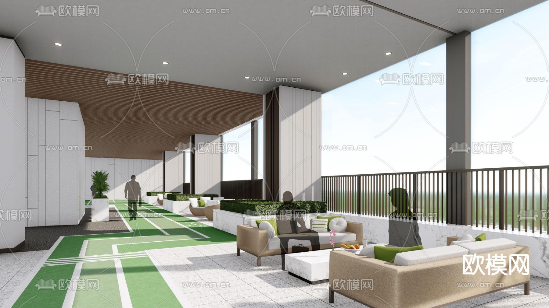 现代住宅区架空层 健身空间su模型下载（渲染图3）