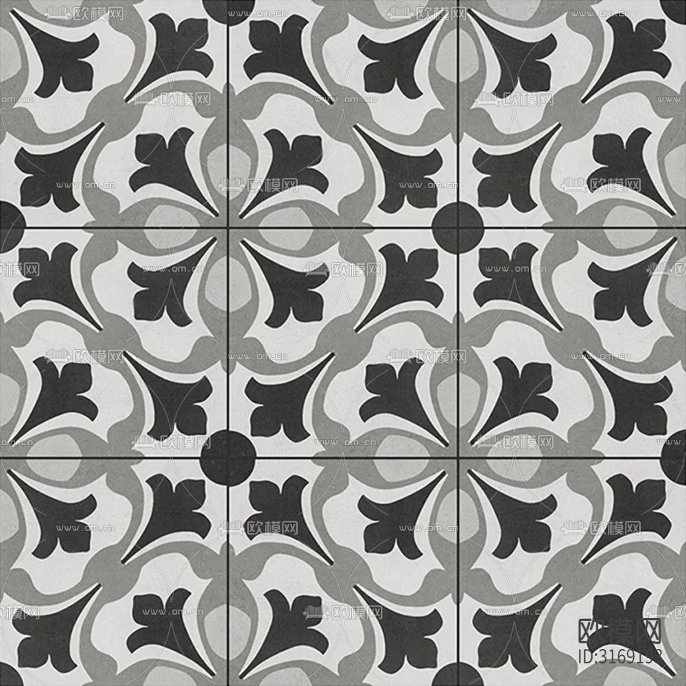 灰色现代花砖贴图下载（渲染图1）