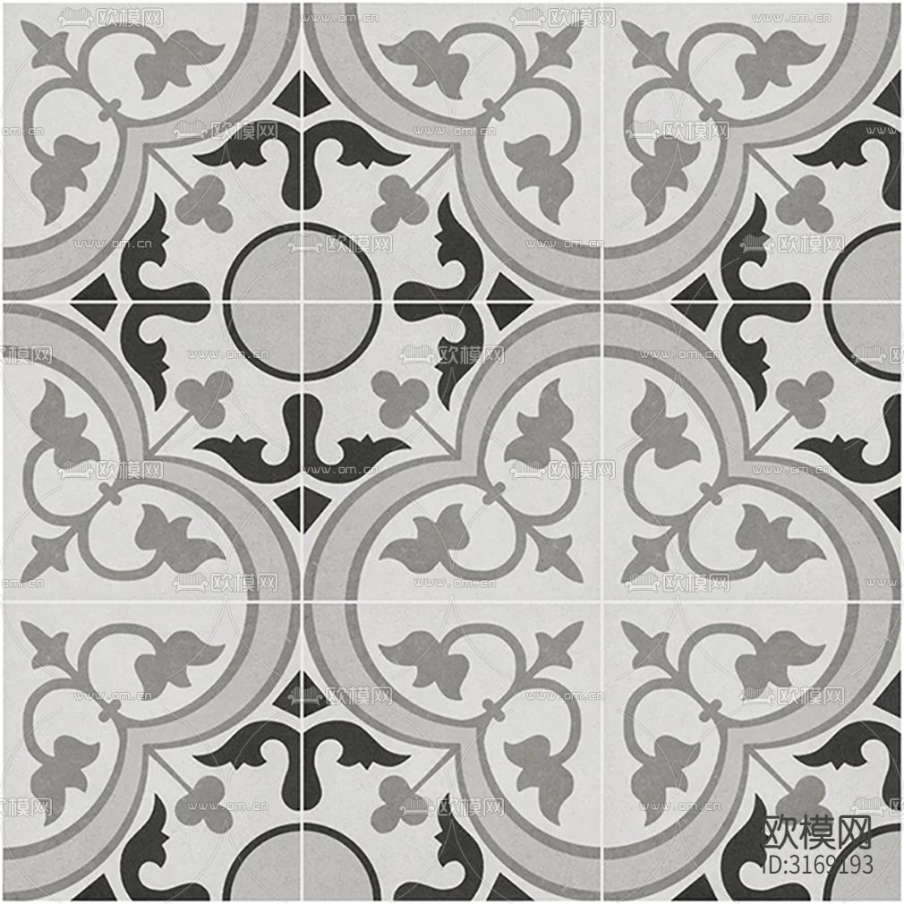灰色现代花砖贴图下载（渲染图4）