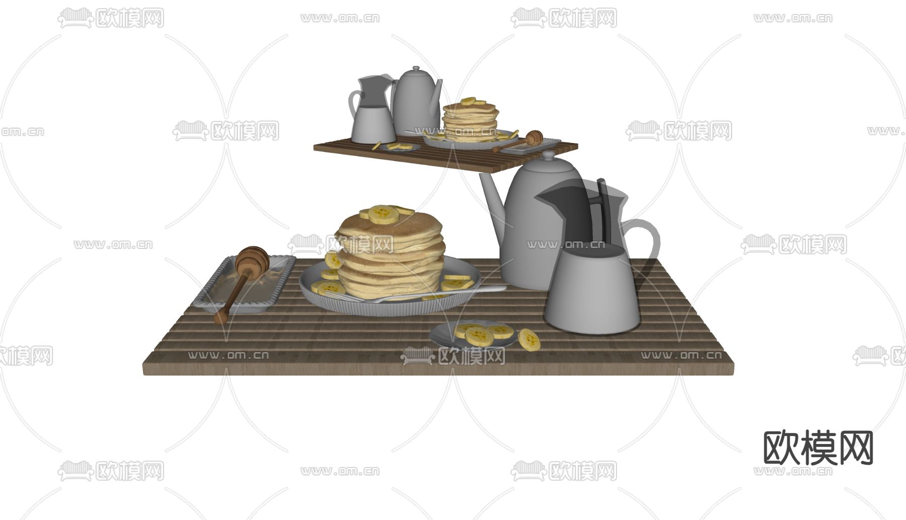 餐具摆件 蛋糕食物 牛奶su模型下载（渲染图1）