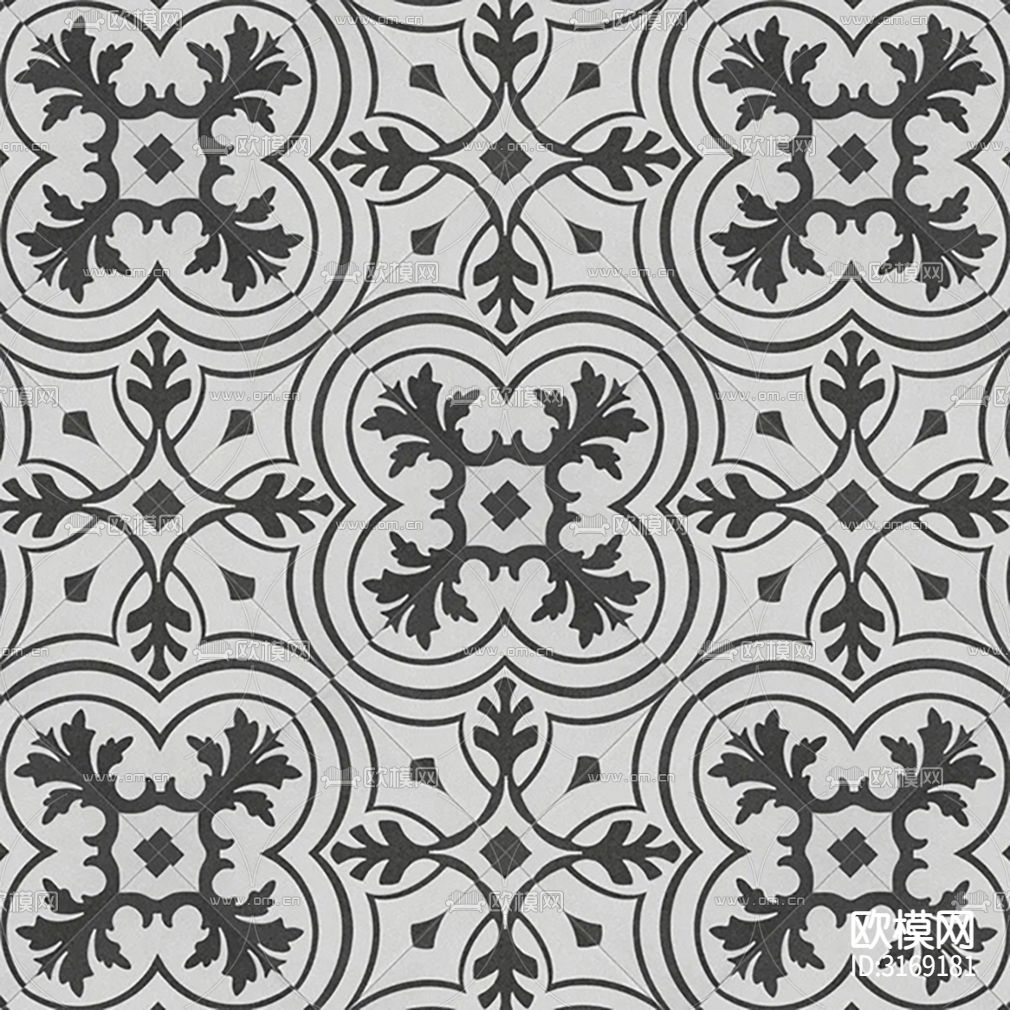 灰色现代花砖贴图下载（渲染图2）