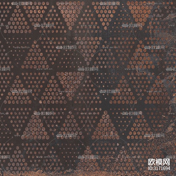 咖色金属锈蚀花砖贴图下载(渲染图2)