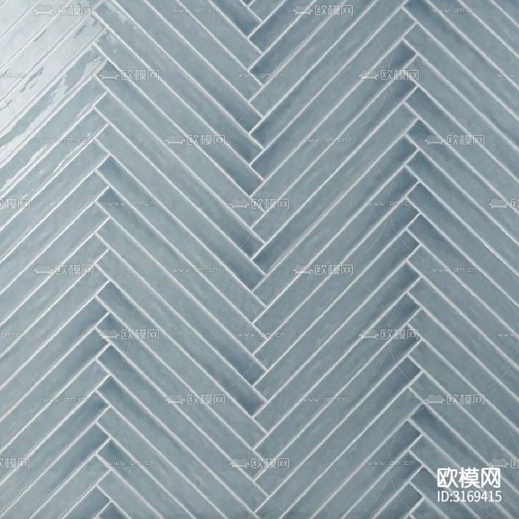 蓝色石材纹长条砖条形砖贴图下载（渲染图2）