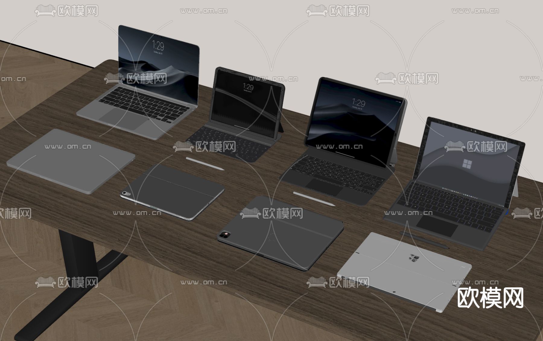 现代笔记本电脑 平板电脑su模型下载（渲染图1）