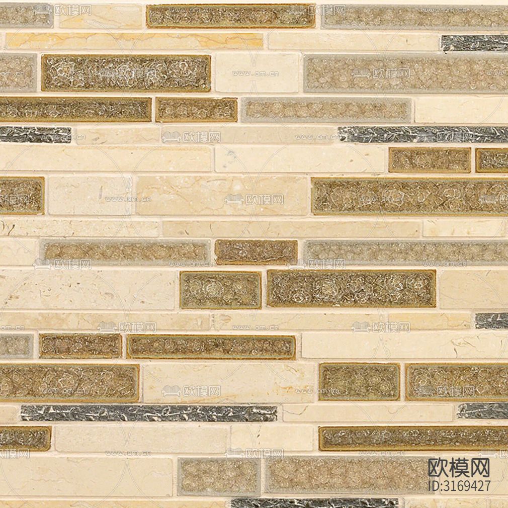 灰色石材纹长条砖条形砖贴图下载（渲染图2）