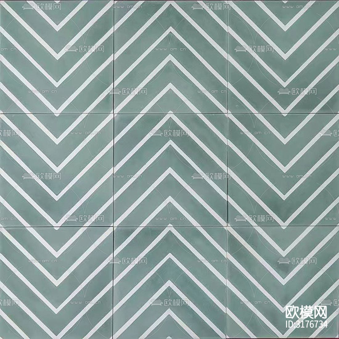 绿色现代简约花砖 拼花地砖贴图下载