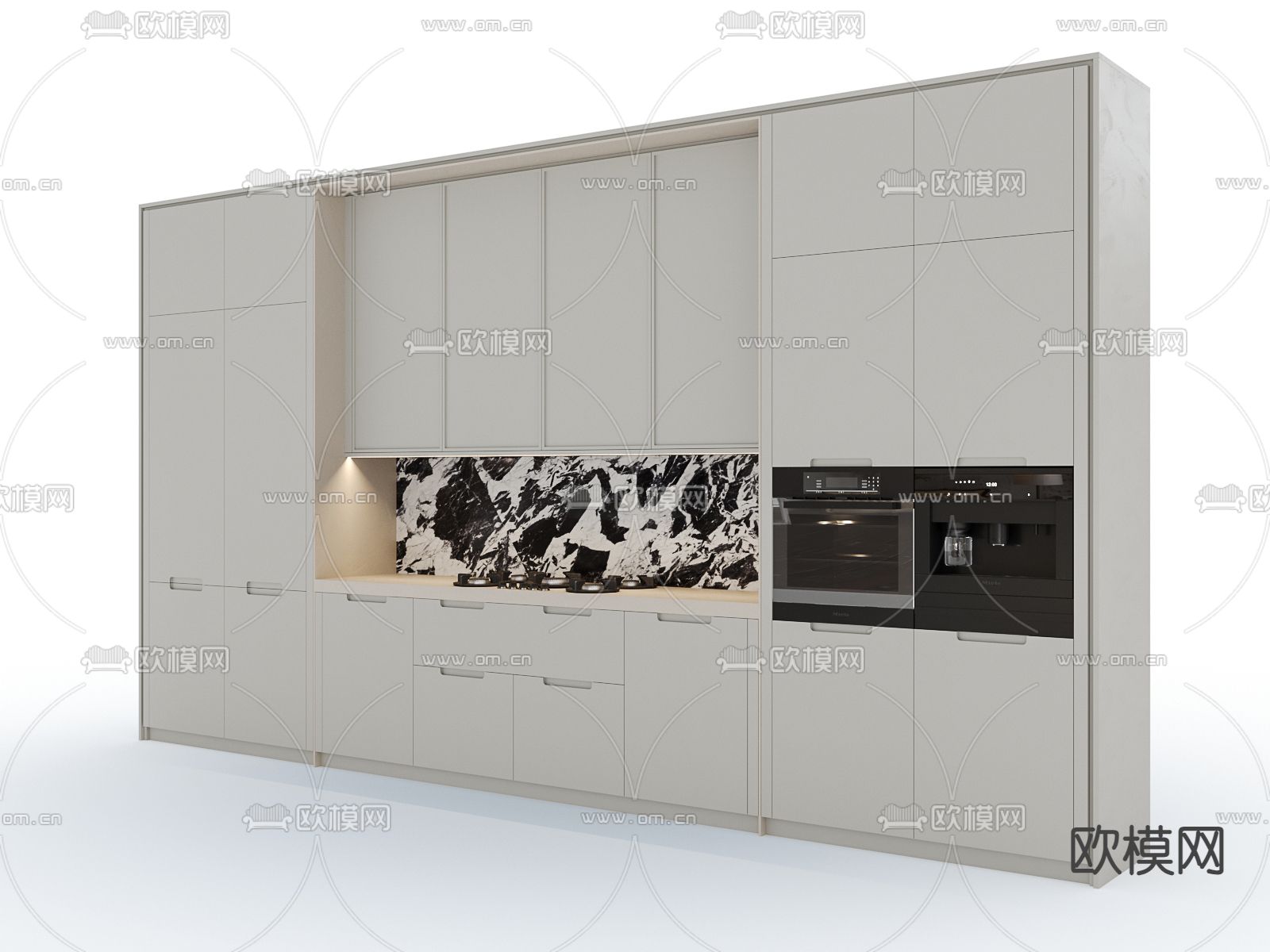 橱柜 蒸箱烤箱 燃气灶su模型下载（渲染图2）