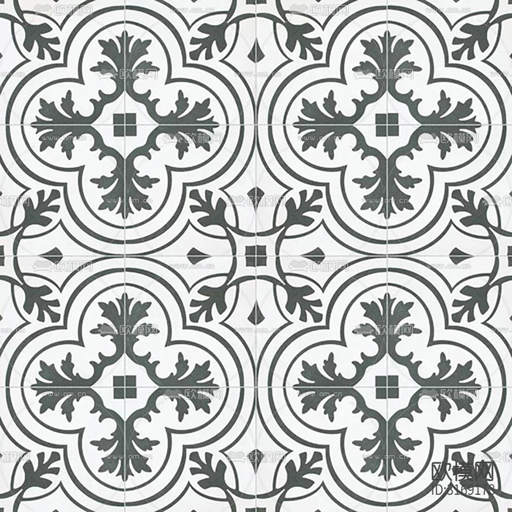 灰色现代花砖贴图下载（渲染图2）