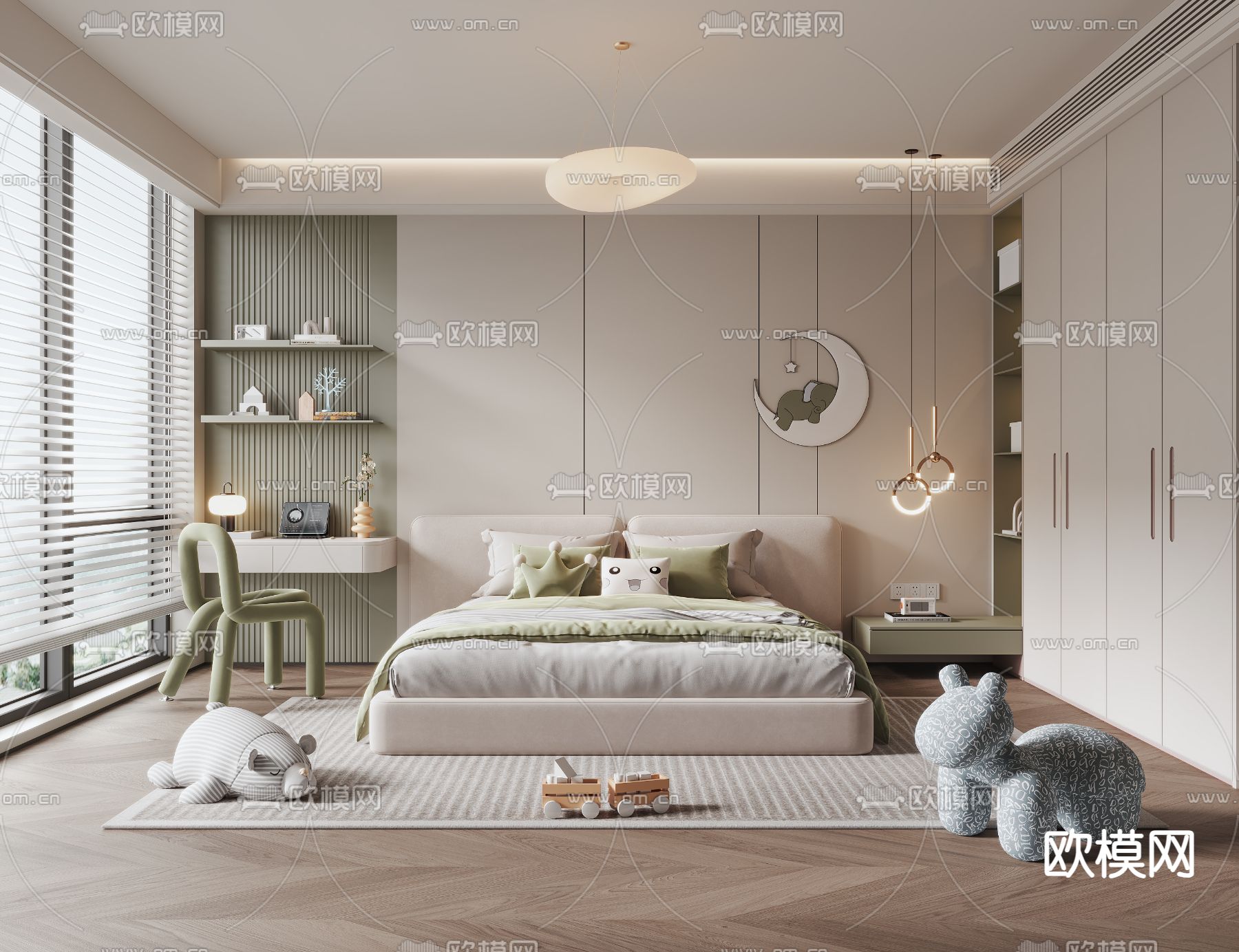 现代儿童房 小孩房卧室3d模型下载