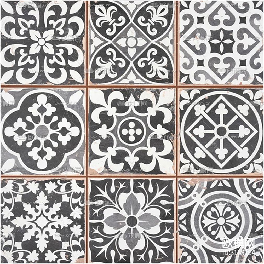 灰色欧式花砖贴图下载（渲染图4）