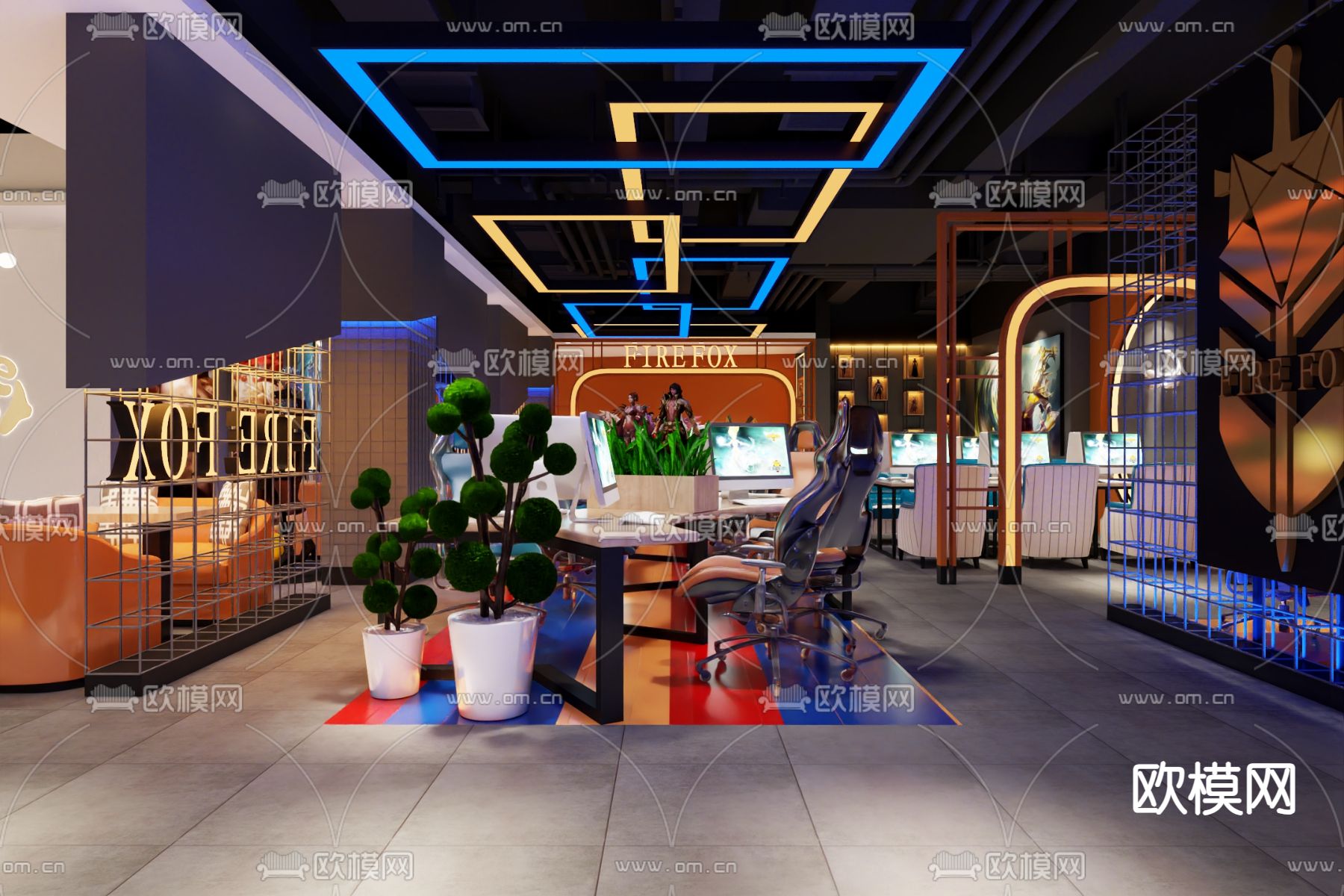 现代网咖 网吧3d模型下载（渲染图4）