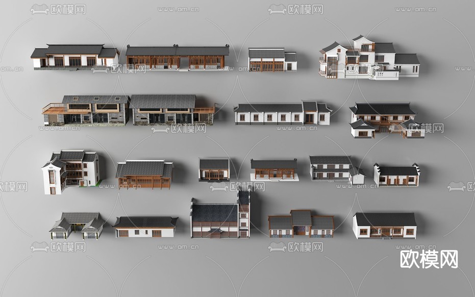中式自建房 古建筑3d模型下载