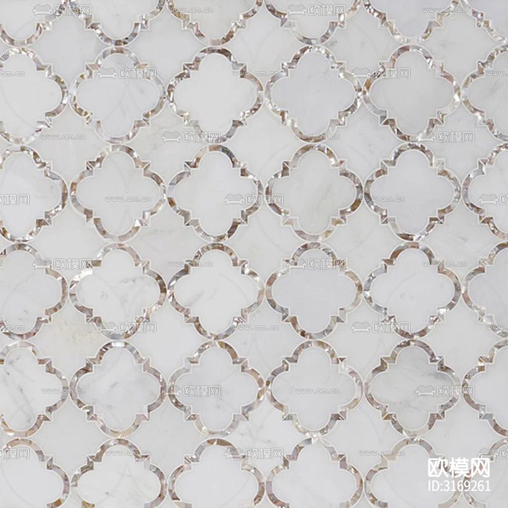白色灯笼型葫芦石材纹马赛克贴图下载（渲染图3）