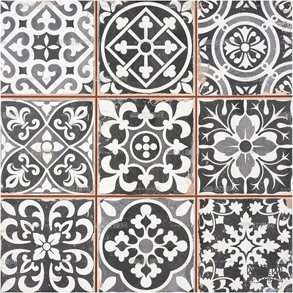 灰色欧式花砖贴图下载（渲染图1）