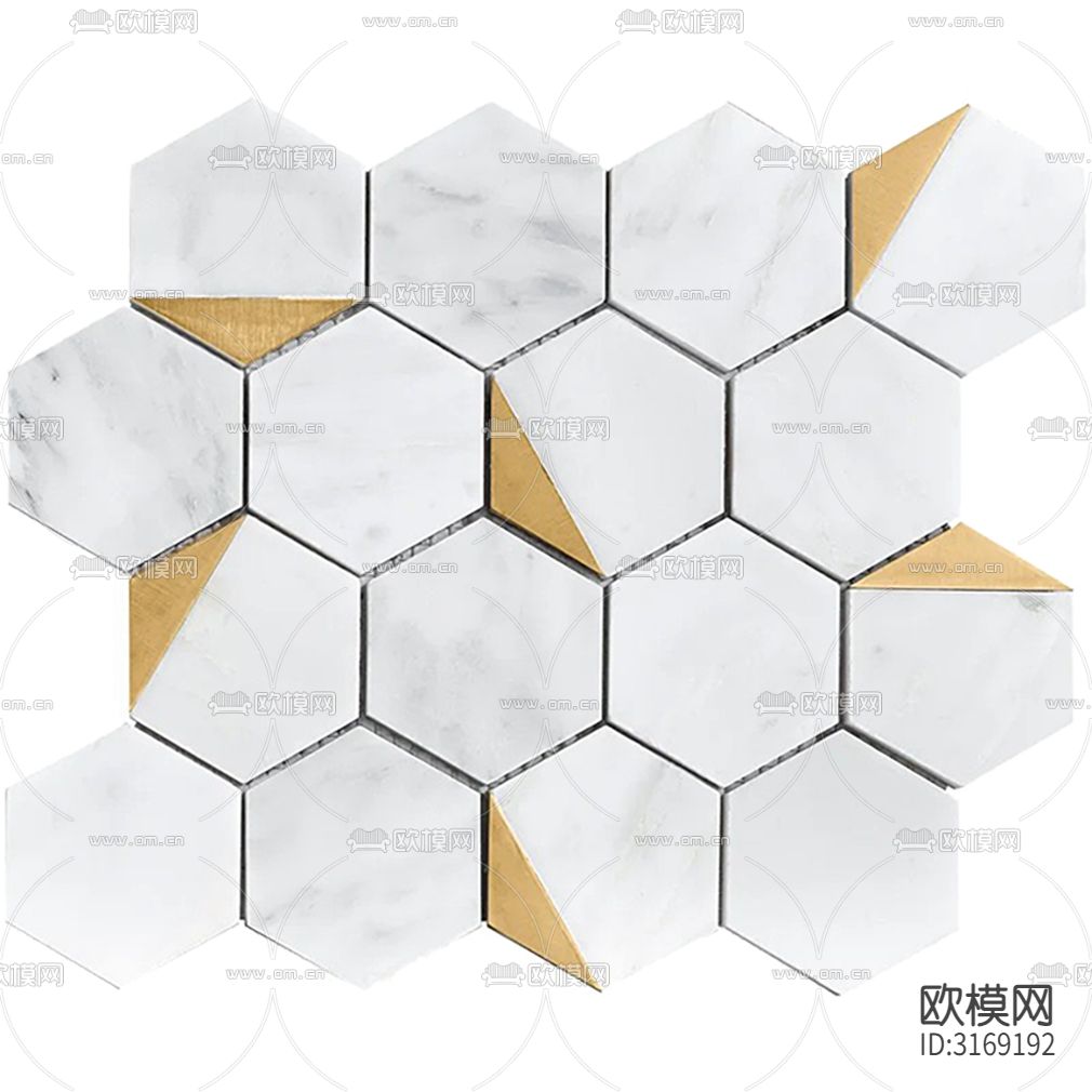 白色大理石材六角马赛克贴图下载（渲染图1）