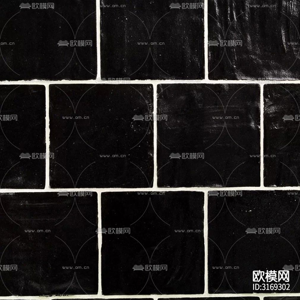 黑色石材纹小方砖格子砖贴图下载（渲染图1）