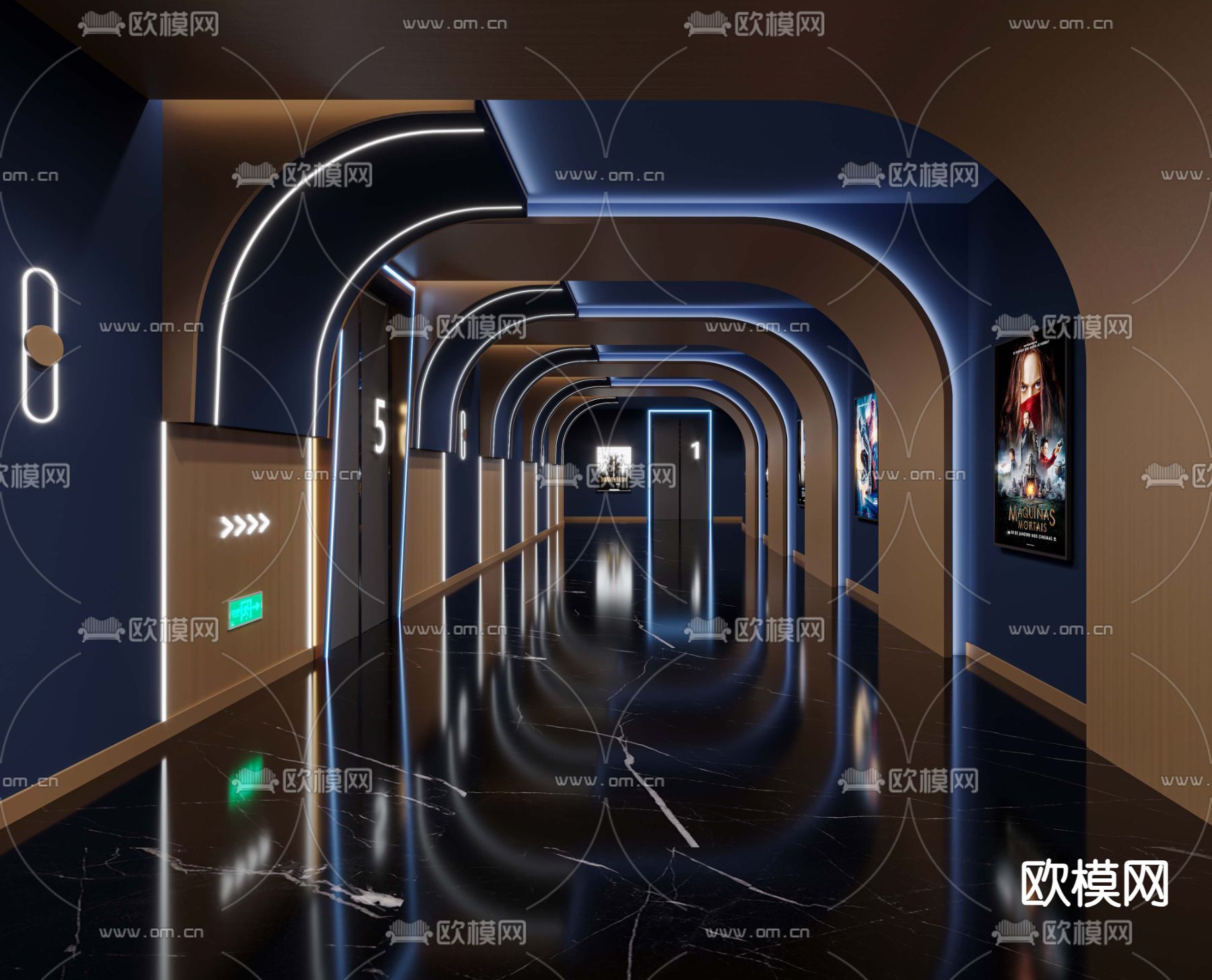 电影院大厅3d模型下载（渲染图2）
