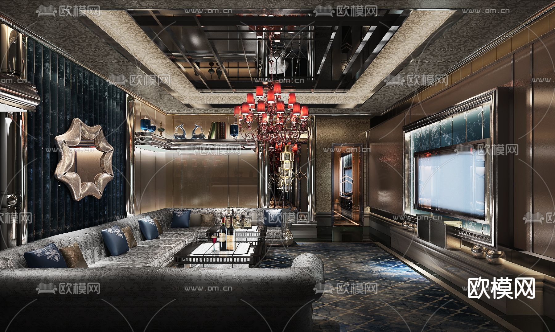 简欧KTV包房3d模型下载