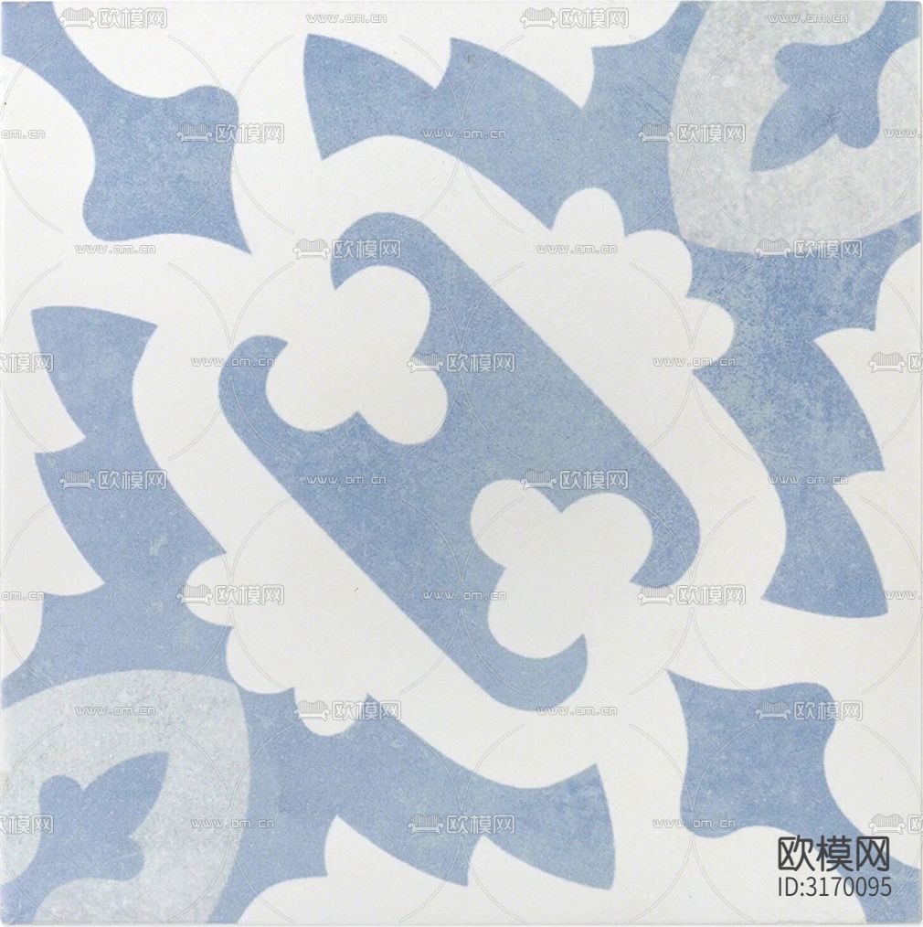 蓝色现代简约花砖贴图下载