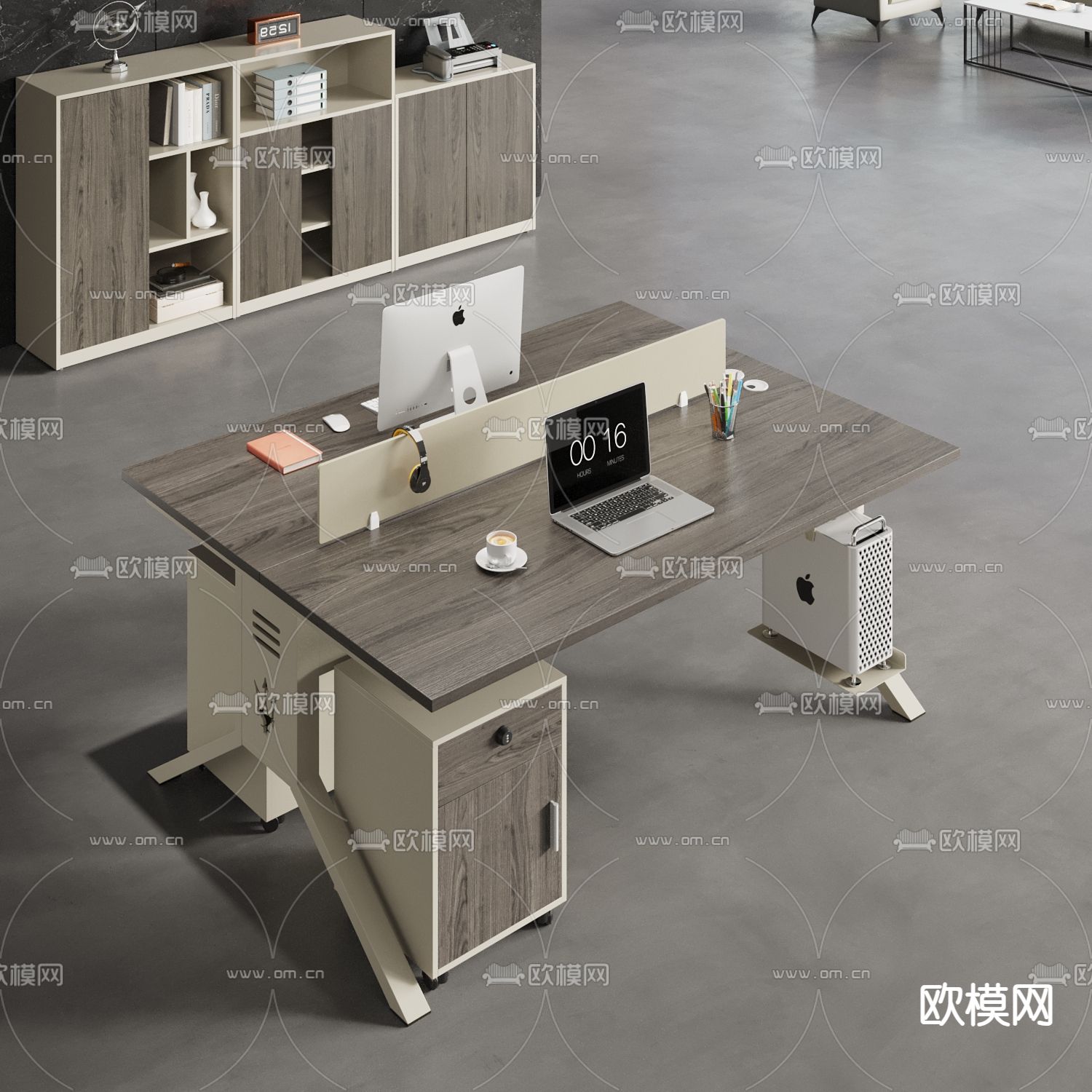 卡位办公桌 工位 岗位3d模型下载