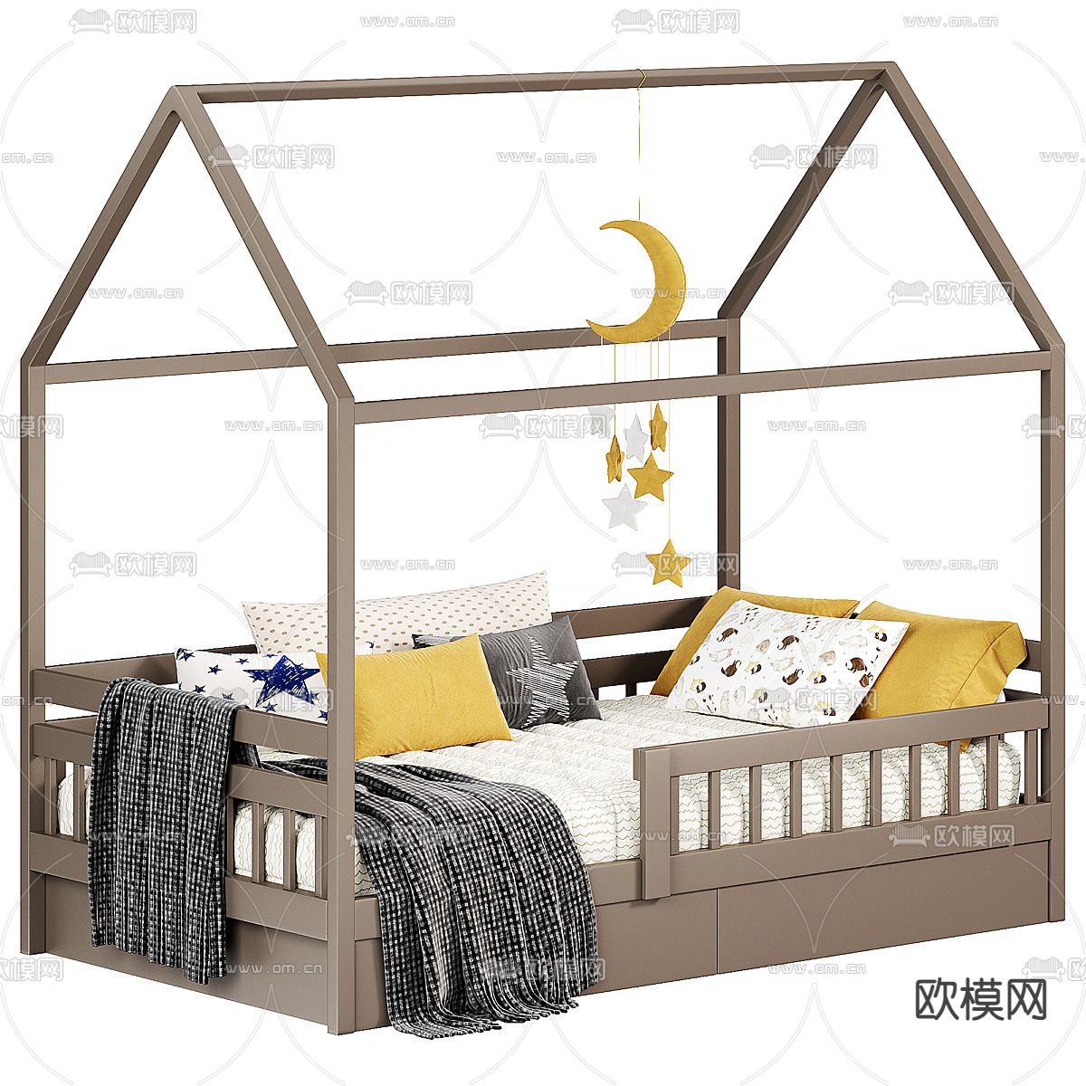 现代儿童床3d模型下载（渲染图2）