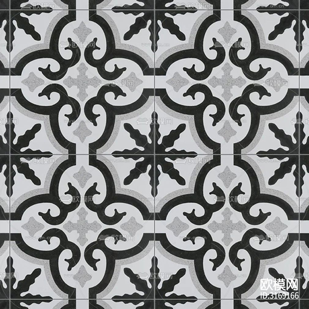 灰色欧式花砖贴图下载（渲染图4）