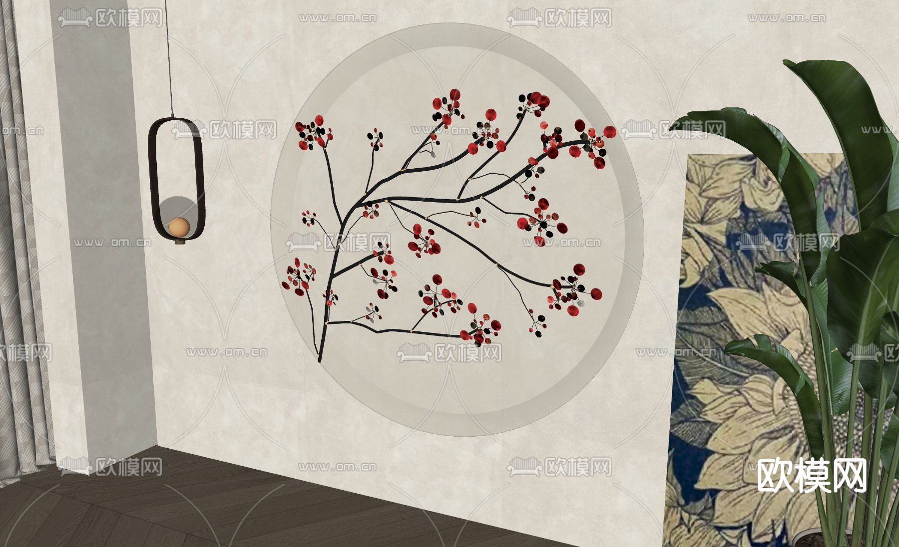 法式墙饰 挂件su模型下载（渲染图1）