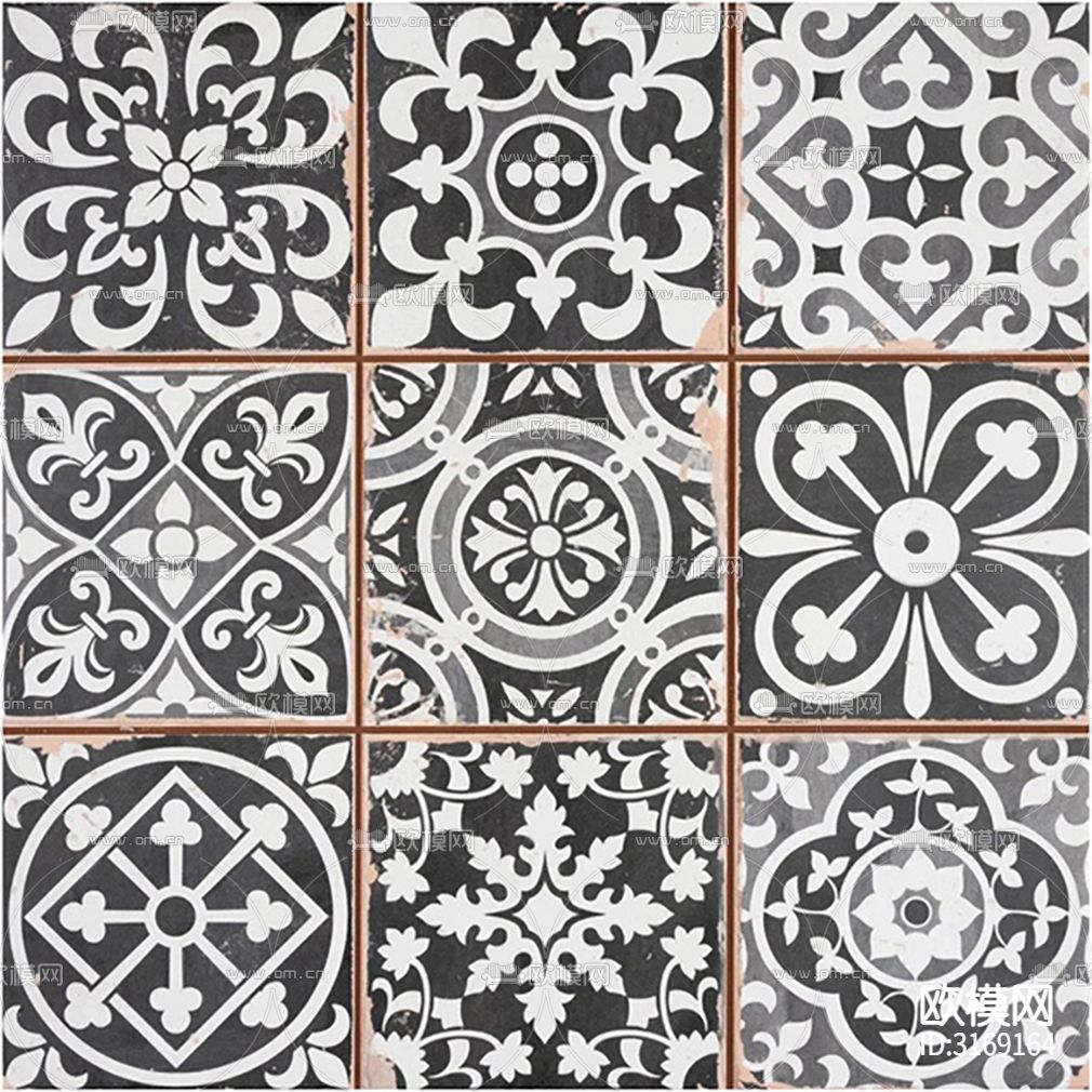 灰色欧式花砖贴图下载（渲染图2）