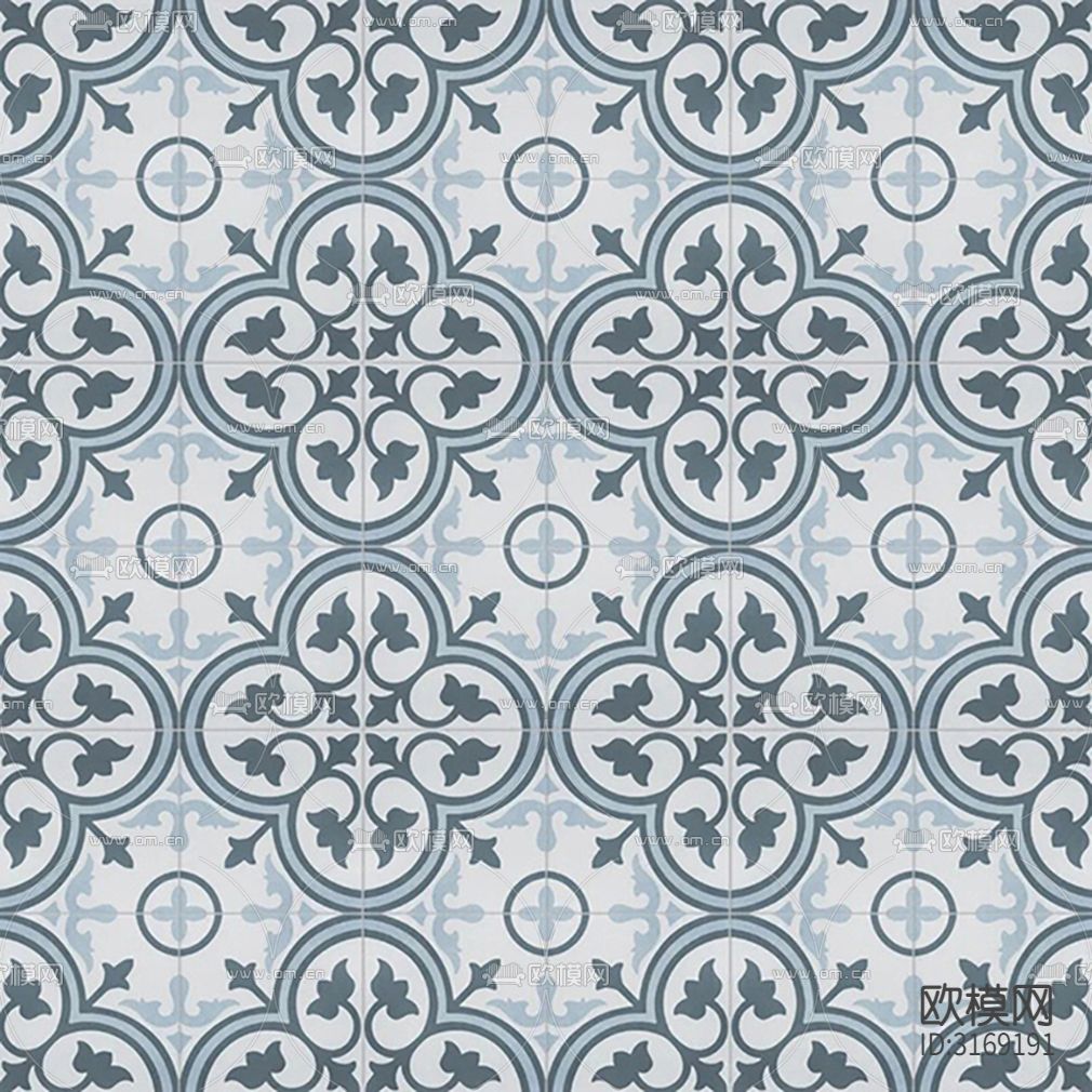 灰色现代花砖贴图下载（渲染图2）