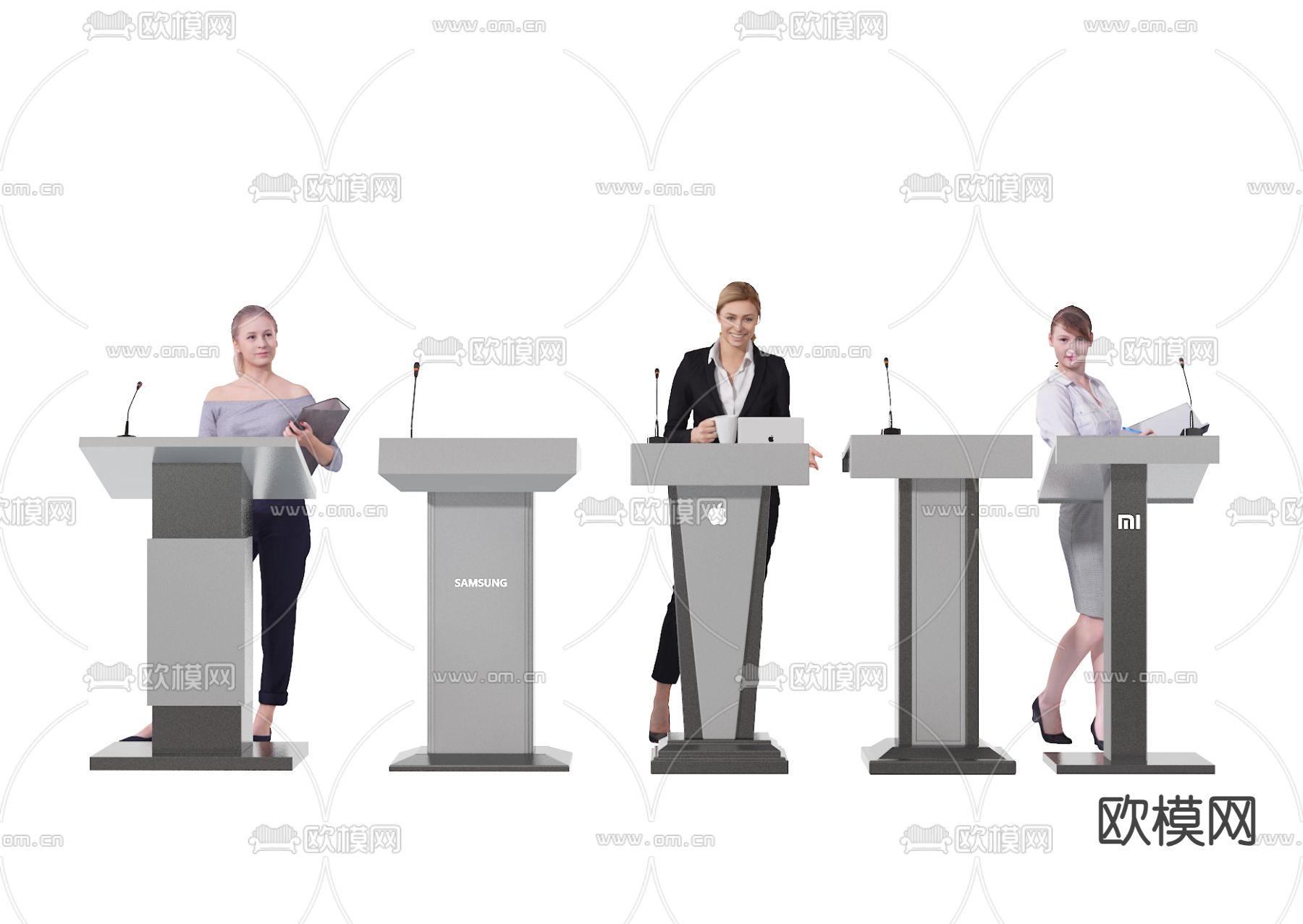 讲台桌 演讲台 发言台su模型下载（渲染图1）