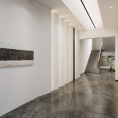  现代走廊 过道su模型 