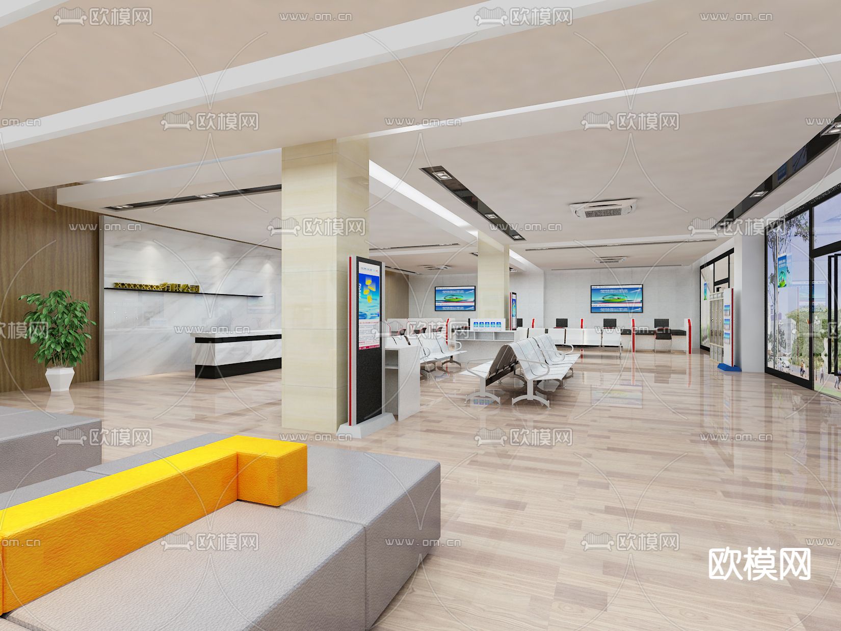 银行服务大厅3d模型下载（渲染图3）