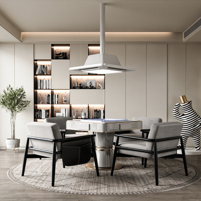  现代棋牌室 麻将室su模型 